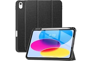 Soke iPad 10th Generation Case 2022 with Pencil Holder (10.9-inch)- Premium Shockproof Case [Auto Sleep/Wake] with Soft TPU Back Cover & Slim Trifold Stand for iPad 10.9 Inch,NewBlack