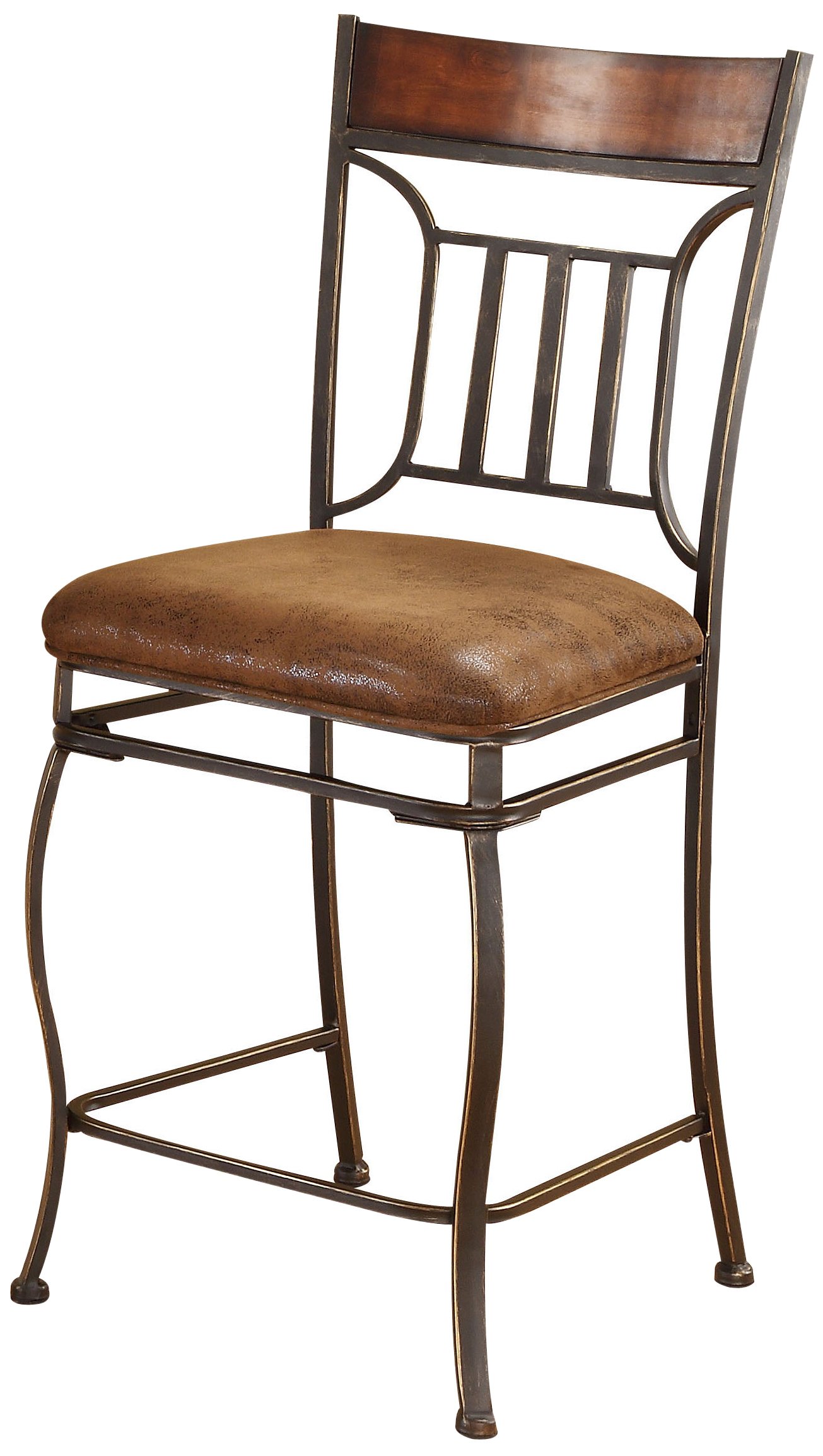 ACME Tavio Counter Height Chair (Set-2) Fabric Black w/Gold Brush  24