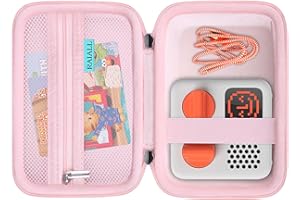 RAIALL Carrying Case for Yoto Mini (2024 Edition) Kids Bluetooth Audio Player, Yoto mini Radio Player Hard Holder, Yoto Card Travel Case Bag fits Children’s Audiobook Cards and Cable, Pink