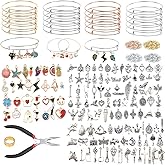 Phinicco Bangle Bracelets Making Kit 317 Pcs Charm Bracelet Making Kit with Expandable Bangles, Colorful Charms, Jump Rings and Pliers for for DIY Jewelry Crafting