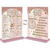 Bumqviy Happy 60th Birthday Decorations Back in 1966 Table Sign for Women, Pink Rose Gold Happy 60 Birthday Two-Sided Wooden Poster with Stand, 60 Year Old Birthday Gift Party Supplies