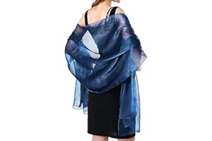 Ladiery Sheer Crepe Shawls and Wraps for Formal Evening Party,Women Soft Shimmer Light-weight Travel Festival Shawl