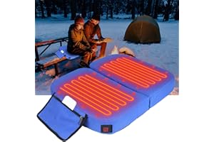 Ksheat Extra Wide Heated Seat Cushion, Foldable Heated Stadium Cushion for Bleacher, 3 Level Heat Setting,1 Pocket, Battery Heated Seat Pad for Camping Stadium Office Park w/10000 mAh USB Power Bank