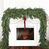 Gomat Pine Christmas Garland Clearance, 6ft Christmas Greenery Garlands Realistic Cypress Branches Pine Garland for Holiday Mantel Fireplace Table Centerpiece Home Decoration