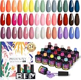 Phoenixy 24P Gel Nail Polish Set 7ml 21 Colors Base Top Matte Coat view 1