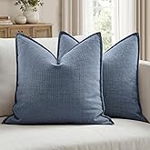 MIULEE Pack of 2 Thick Textured Couch Throw Pillow Covers, Blue Decorative Pillow Covers 20x20, Neutral Linen Cushion Cases for Sofa Bed Living Room Modern Farmhouse Home Decor, No Filling