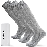TRMOUX Men's Hiking Socks Military Green Shin Guard Hunting Boot Socks Over the Calf Socks for Men, 3-Pack