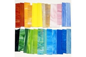 Halandar 2.2LB Irregular Rectangle Stained Glass Scraps - 4-6”x1-2” Fade-Resistant Mosaic Art Pieces, 20+ Colors Glass for DIY Mosaic Making Projects, Home Decor