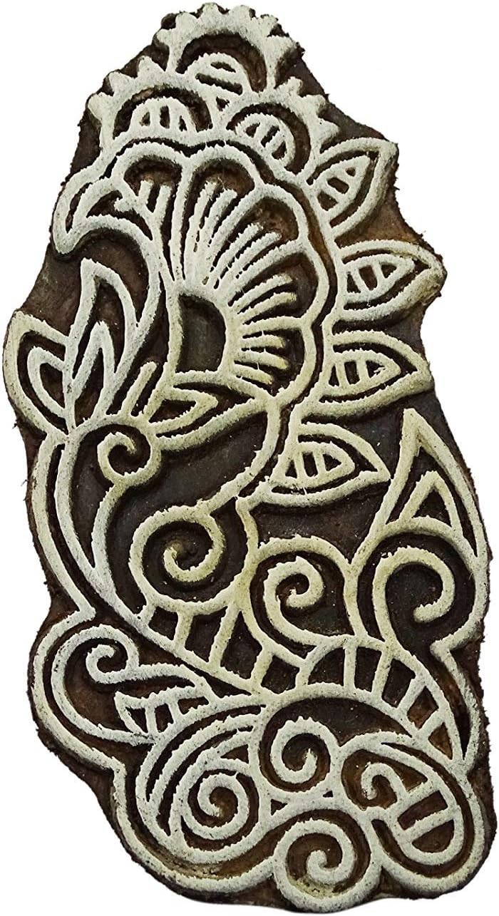 Peegli Elegant Designs Wooden Block Antique Floral Wallpaper Indian Textile Printing Stamps Exclusive Pattern Hand Carved Diy Scrapbook Projects For Clay Tattoo Decorative Amazon Co Uk Kitchen Home