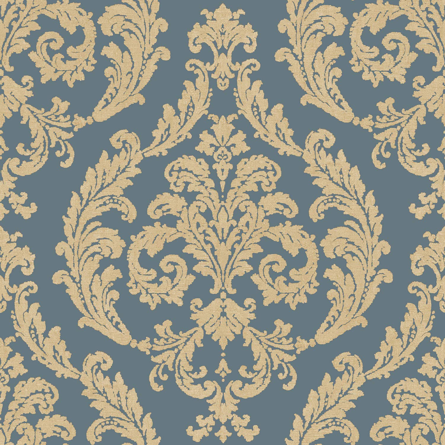 Galerie G67610 Palazzo Large Scale Damask Design Wallpaper, Blue, 10m x 53cm