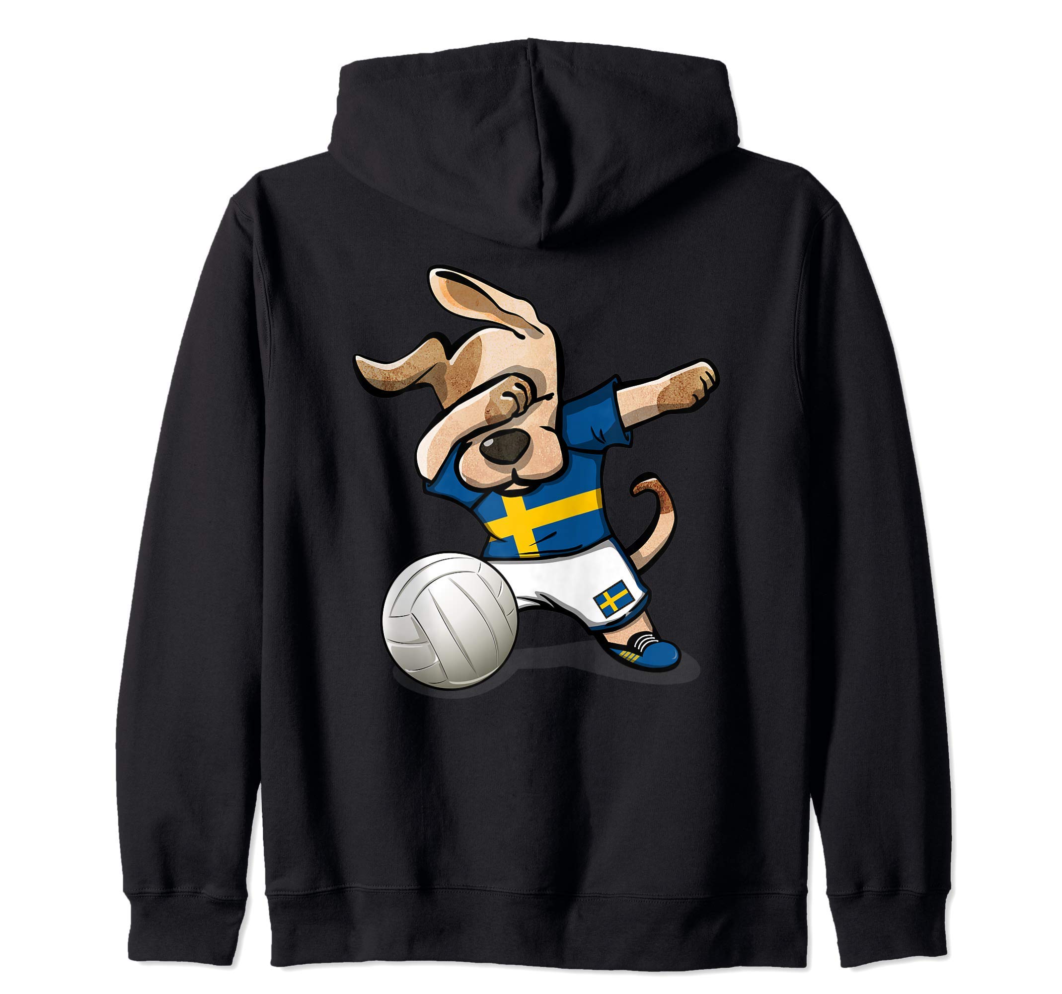 Cute Dabbing Dog Proud Sweden Volleyball Lovers Swedish Flag Zip Hoodie