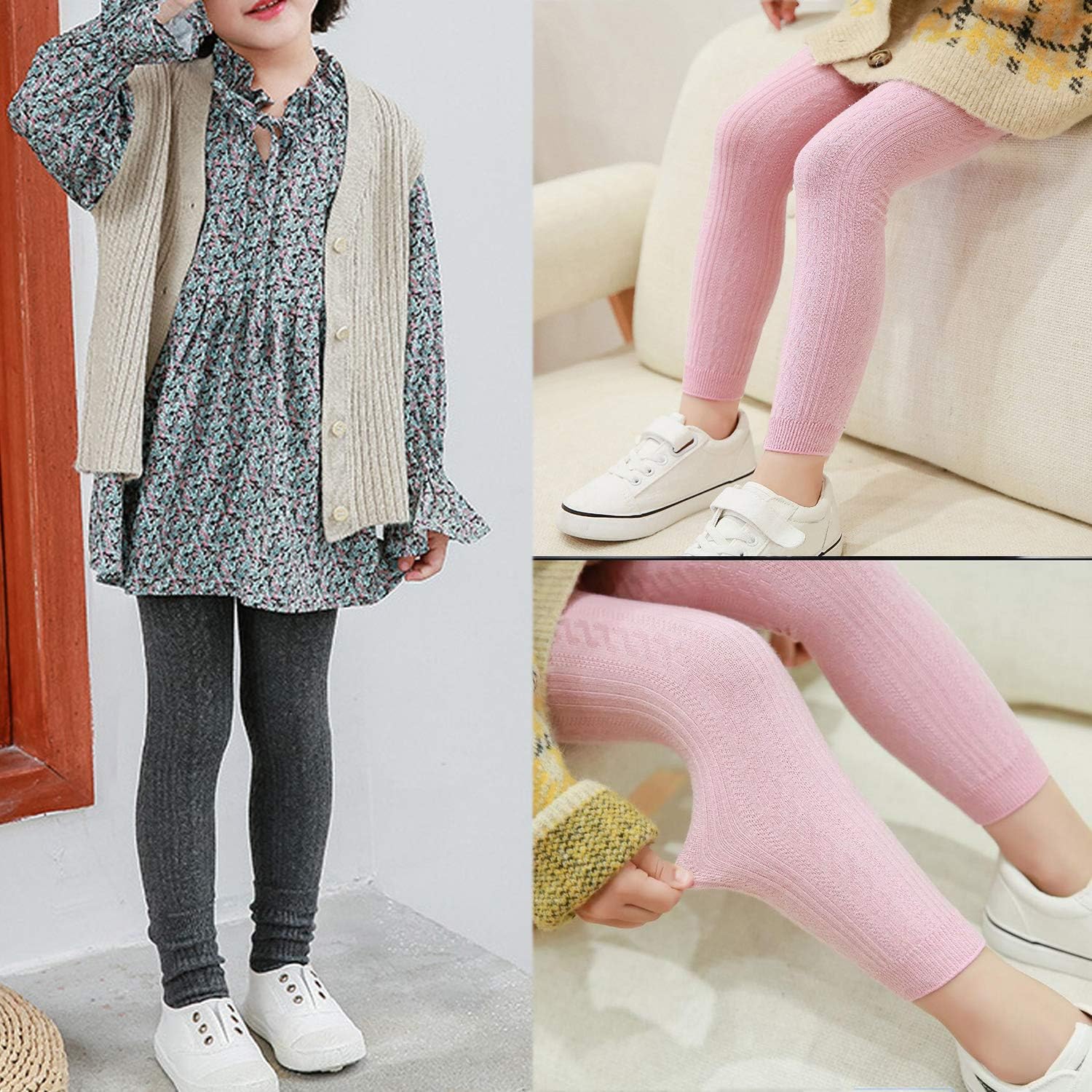 BOOPH 4 Pairs Girls Leggings Pants Sock Set Footless Knits Tights Stockings: Clothing
