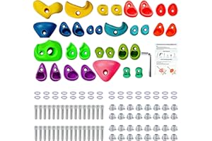 HAOKIXIN 32Pcs Rock Climbing Holds for Kids and Adults, Rock Wall Climbing Grips, Multi-Size & Color, for Playground Indoor Outdoor Play Set, with 32 Set Mounting Hardware and 1 x Hexagon Wrench
