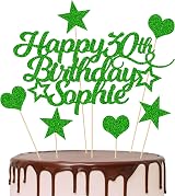 EDSG Personalised Birthday Cake Topper Glitter Card Green 160x108mm