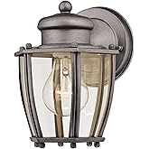 Westinghouse Lighting 6468800 One-Light, Antique Silver Finish with Clear Curved Glass Outdoor Wall Fixture