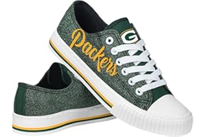 FOCO Women's NFL Team Logo Ladies Fashion Color Glitter Low Top Canvas Sneakers Shoes