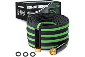 HODUP 50FT Lightweight Super Flexible Garden Hose - Kink-Free, Non-Expanding, Easy Storage for Yard Lawn Outdoor Use (Black-Green)