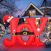 Yookeer 8Ft Christmas Inflatable Joy Outdoor Decorations Large Blow Up Santa Inflatable Christmas Yard Decor with LED Lights for Outdoor Garden Lawn Yard Decor Holiday Party(Hat)