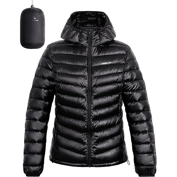 YSERB Men's Down Puffer Jacket with Hood Full Zip Water-Resistant