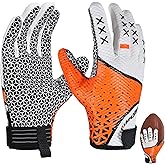 GIAMZONP Youth Football Gloves, Kids Receiver Gloves with Sticky Grip, Flag Football Glove, Best Gift for Boys Girls Ages 8–12