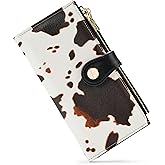 Sunpour Women’s Wallet,Thin RFID Blocking Leather Wallet for Women Credit Card Holder Travel Wallet with Zipper Pocket(Cow)