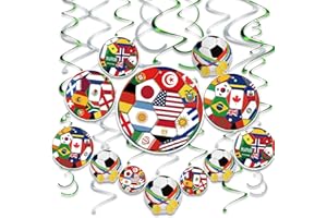 AhfuLife 24 Pcs Soccer Hanging Swirl for World Cup Decorations 2026 Soccer Party Decorations, Soccer Birthday Party Decoratio