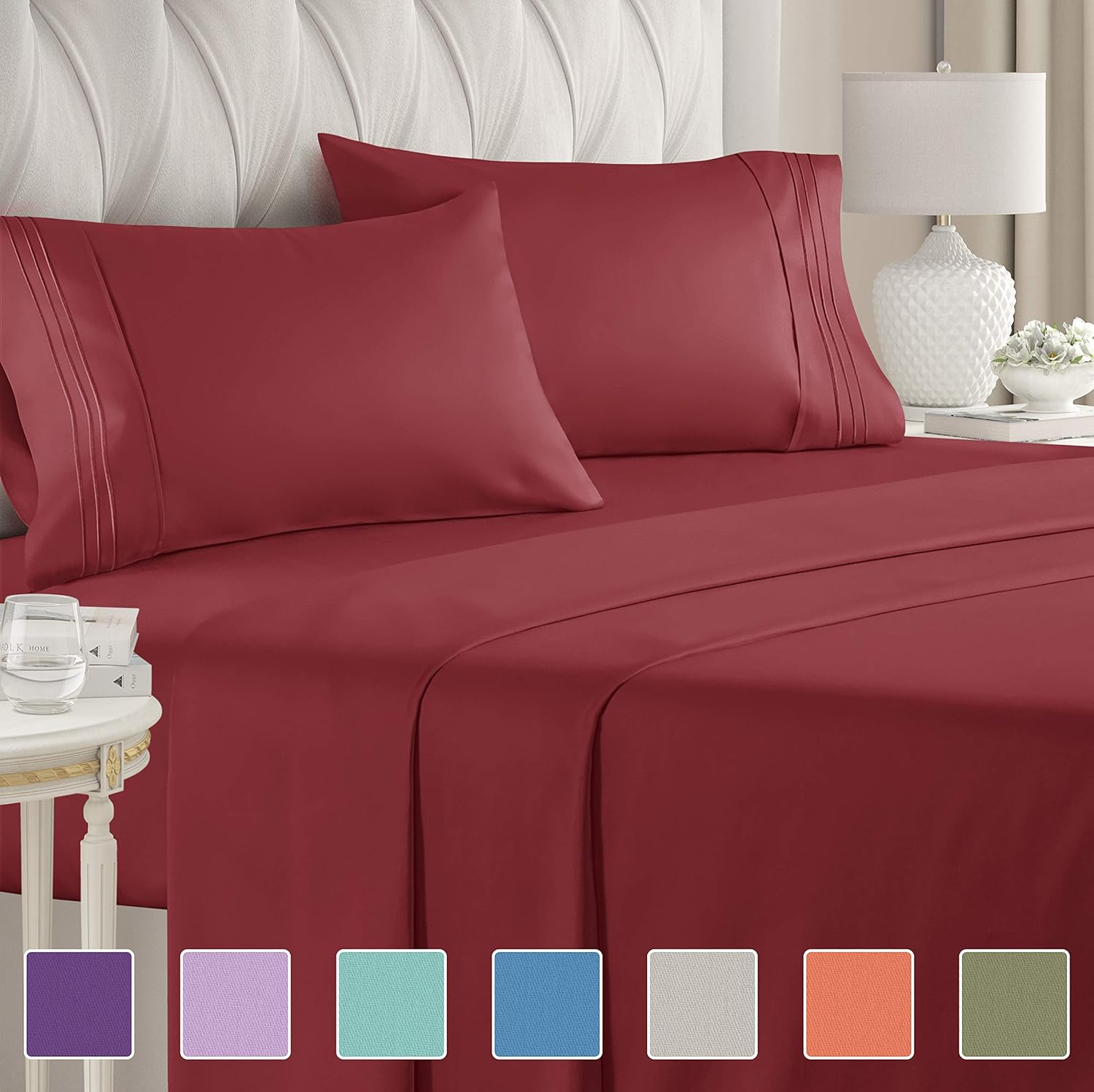 King Size Sheet Set - 4 Piece - Hotel Luxury Bed Sheets - Extra Soft - Deep Pockets - Easy Fit - Breathable & Cooling Sheets - Wrinkle Free - Comfy – Dark Grey Bed Sheets - Kings Sheets – 4 PC: Home & Kitchen