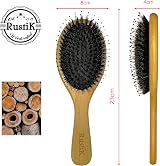 RustiK Boar Bristle Hair Brush Bamboo Oval Detangling Scalp Massage Anti Static view 8