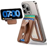 ESR for MagSafe Wallet Stand w Grip, RFID Blocking w MagSafe Ring, 5 Card Holder for Phone Case, Magnetic Wallet for iPhone 17/16/15/14/13/12(Not for Mini), Selected Samsung, Adjustable Stand, Brown