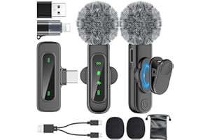 PoP Voice Mini Microphone for iPhone 16/15/14/iPad/Android, Wireless Lavalier Microphone with Magnetic Collar Clip, USB-C Mini Lapel Lav Mic with Noise Reduction for Vlog YouTube TikTok
