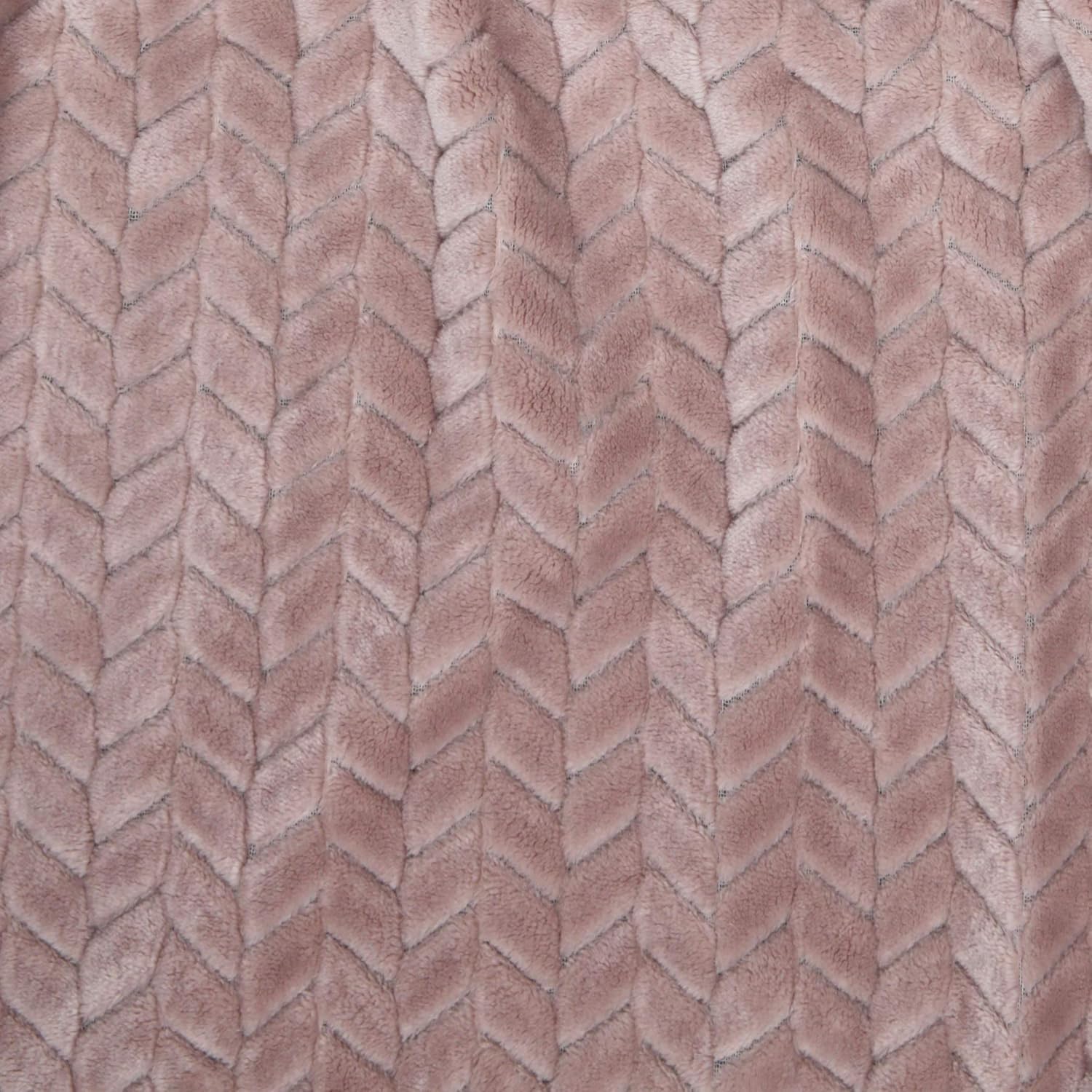Exclusivo Mezcla Large Flannel Fleece Throw Blanket, Jacquard Weave Leaves Pattern (50" x 70", Pink) - Soft, Warm, Lightweight and Decorative: Home & Kitchen