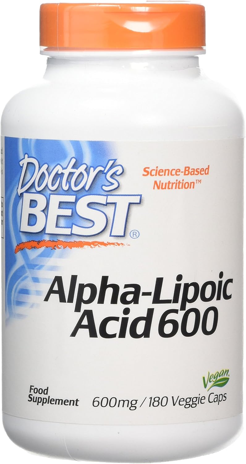 Doctor's Best 600 mg Alpha Lipoic Acid Capsules - Pack of 180, No Color, 180 count (Pack of 1)