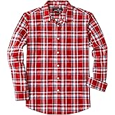 J.VER Long Sleeve Shirts for Men Cotton Plaid Button Down Shirt Business Casual Work Top with Pocket