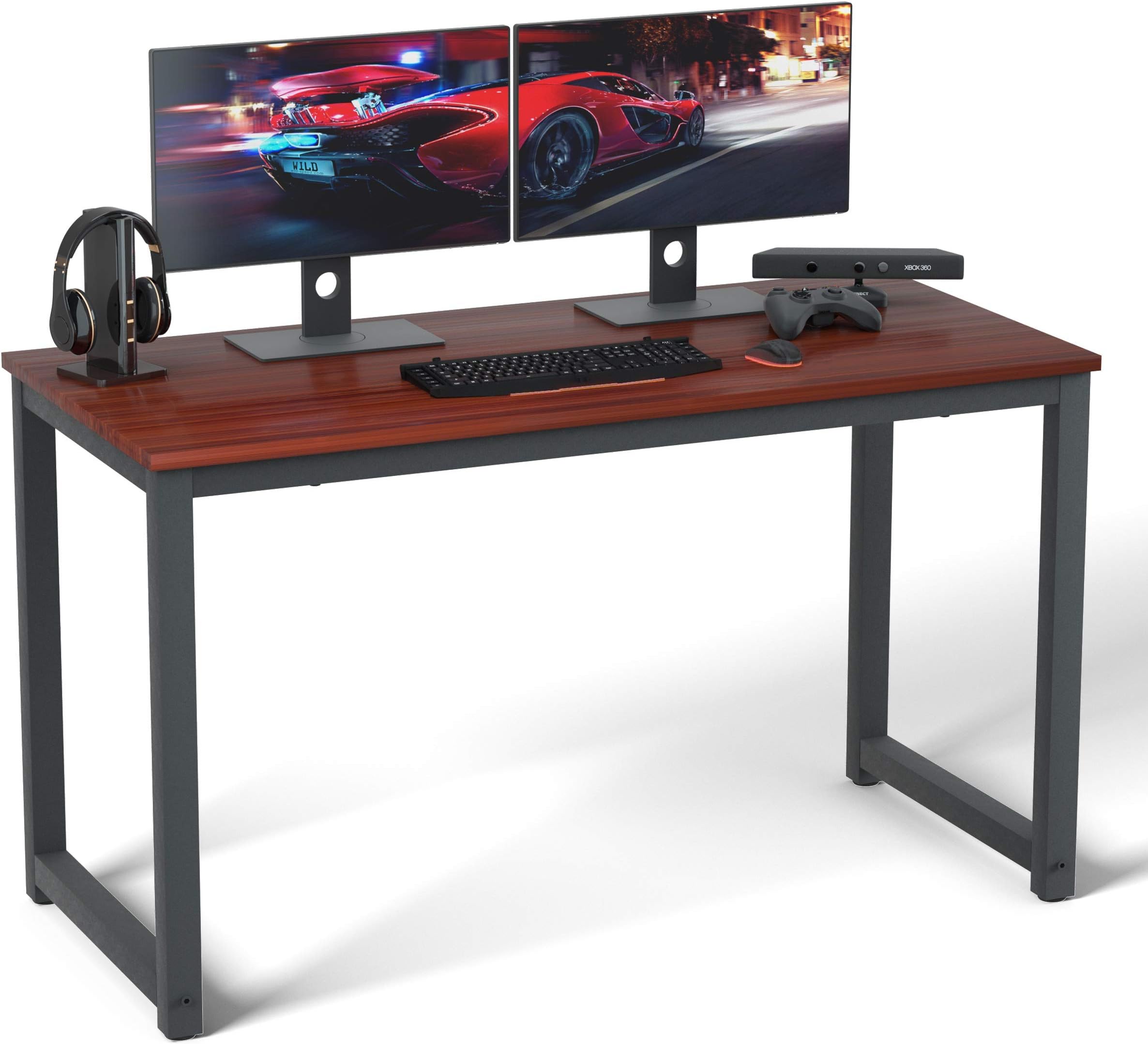 Computer Desk 55" Modern Sturdy Office Desk Study Writing Desk for Home Office, Coleshome, Teak