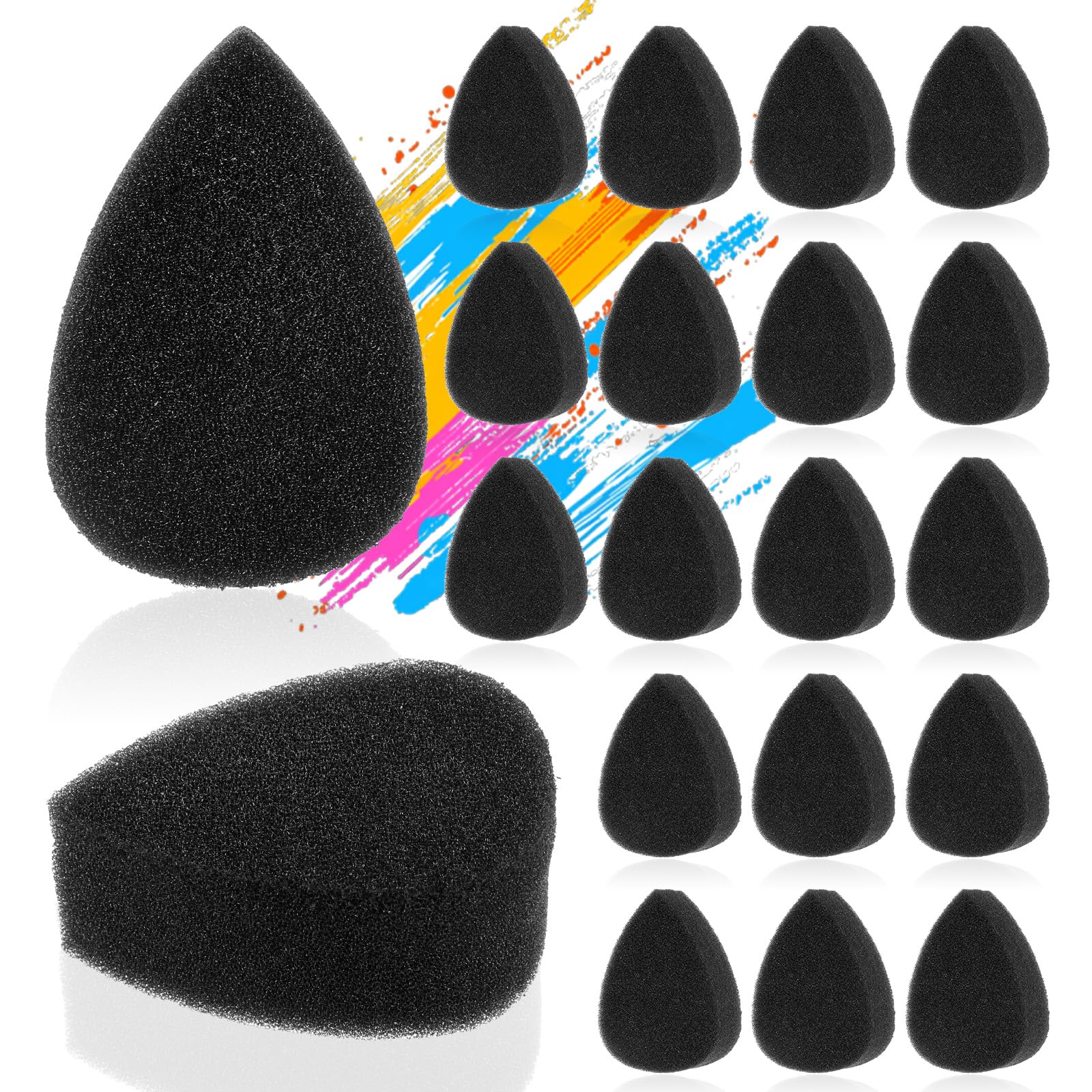 Photo 1 of 20 Pcs Petal Face Paint Sponge, High Density Face Painting Supplies Droplets Makeup Paint Sponges High Density Black Faces Paintings Kit for Adults Art Work and Body Paintings Halloween Christmas