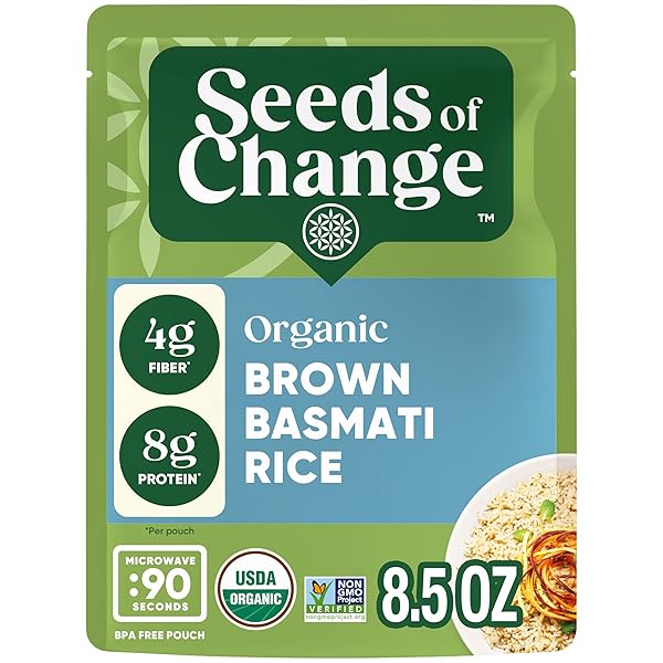 SEEDS OF CHANGE CERTIFIED ORGANIC BROWN BASMATI RICE, ORGANIC FOOD, 8.5 OZ POUCH