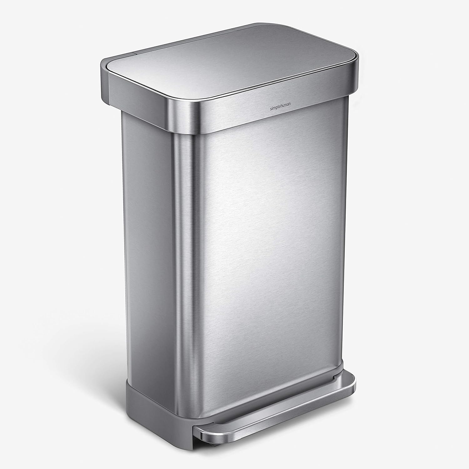 simplehuman 45 Liter Rectangular HandsFree Kitchen Step Trash Can with