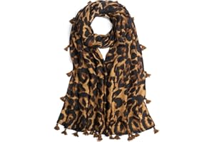 QIUTIMIY Scarf for Women Lightweight Soft Floral Leopard Printed Scarves Fall Winter Fashion Shawl Wrap with Fringe
