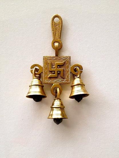 Two Moustaches Brass Swastika Hanging Bells