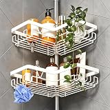 KEGII Telescopic Corner Shower Caddy Stainless Steel No Drilling White view 2