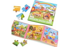 NASHRIO Magnetic Puzzles for Kids Ages 4-6, 20-Piece Travel Toys Animal Toddler Puzzles Ages 2-4, Educational Learning Magnets, Ideal Road Trip Activities Toys for 2 3 4 5 6 Boys and Girls