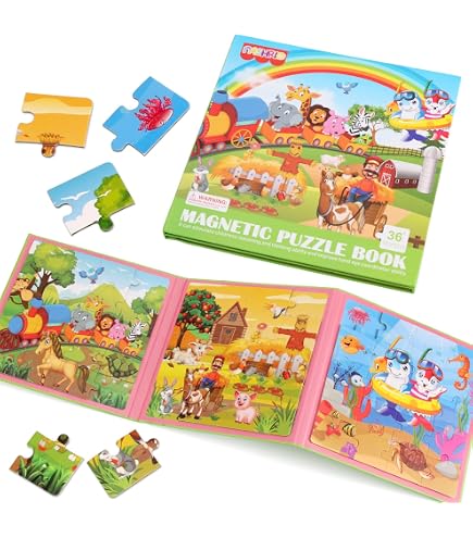 Magnetische Puzzles Für Kinder 3-5 Jahre – 3 Puzzles (20/25/30 Teile), Tiermotive, Reisespiel