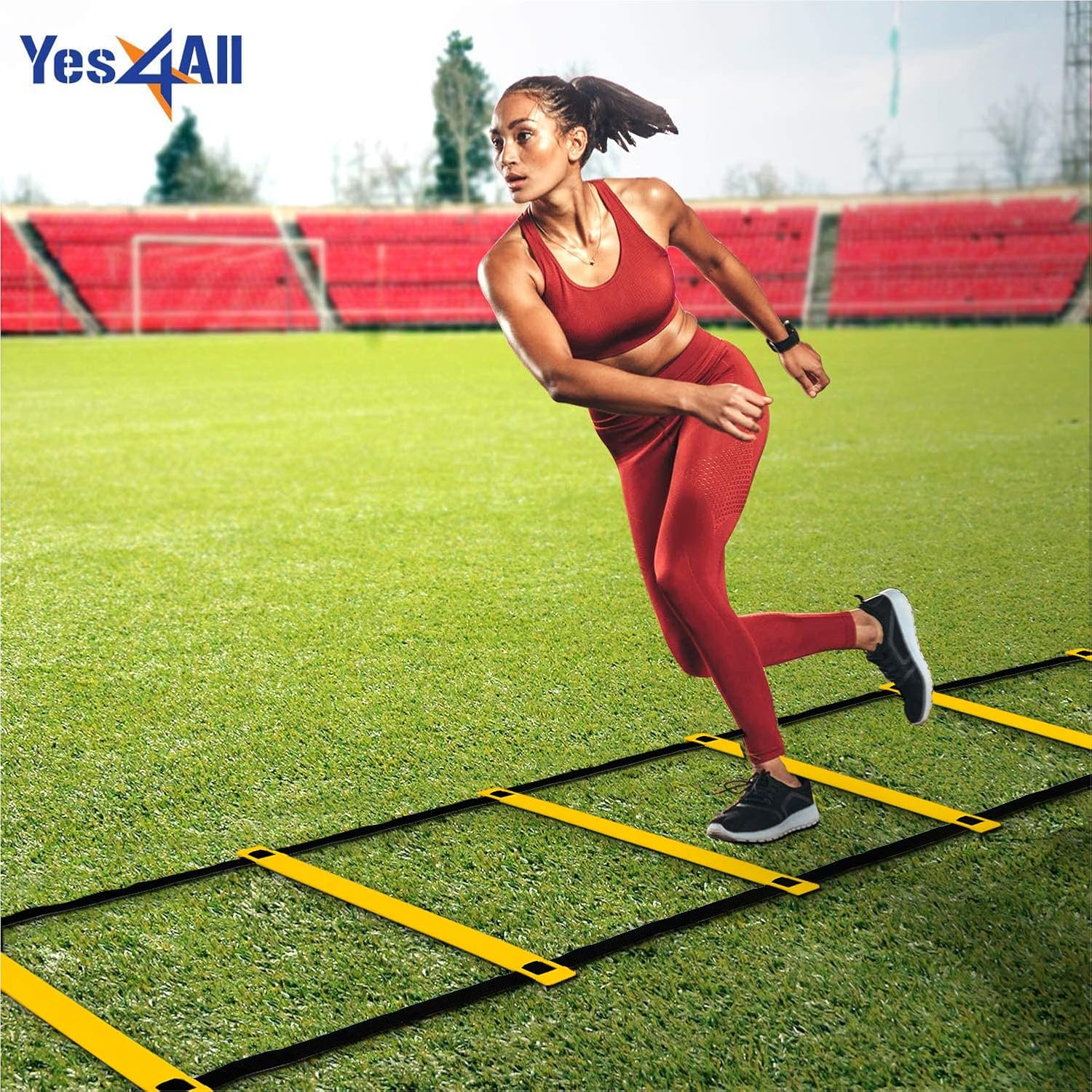 Yes4All Agility Ladder – Speed Agility Training Ladder with Carry Bag - 8 Rung (Yellow) - SGQV : Speed And Agility Training Ladders : Sports & Outdoors