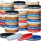 Bucherry 120 Pcs Rubber Bible Verse Bracelets Bulk Religious Silicone Christian Scripture Bracelets Inspirational Bible Verse Jesus Wristbands for Easter Carnival Party Favors Men Women