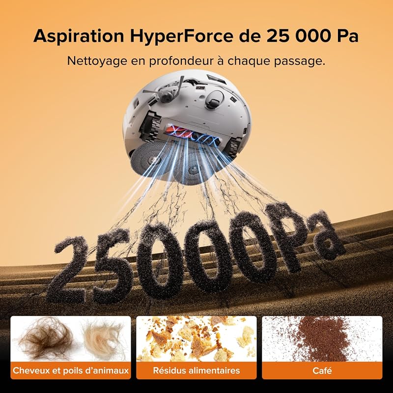 Qrevo Edge 2 Set Robot Aspirateur Laveur, 25 000 Pa, 7,98cm Mince