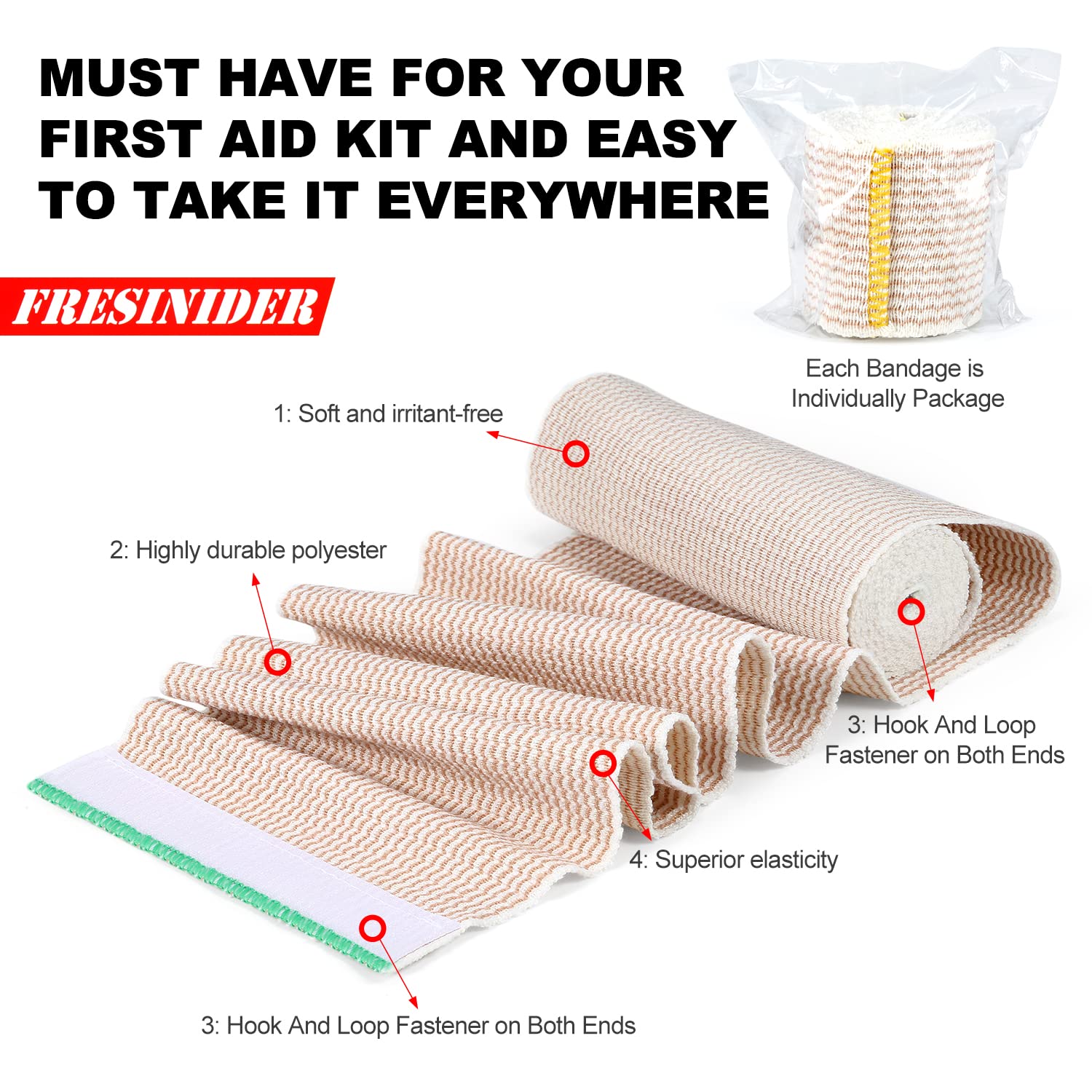 FRESINIDER Premium Elastic Bandage Wrap, 6 Pack 4