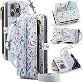 YWKJ for iPhone 16 Pro Max Case Wallet with RFID Blocking Card Holder Colored Drawing PU Leather Magnetic Snap Flip Zipper Strap Wallet Phone Case Fit for iPhone 16 Pro Max,Leaf