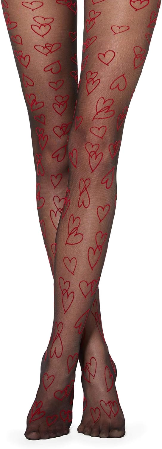 Guirca Herz Strumpfhose - Lustige Party Strumpfhosen Mit Herz Motiv