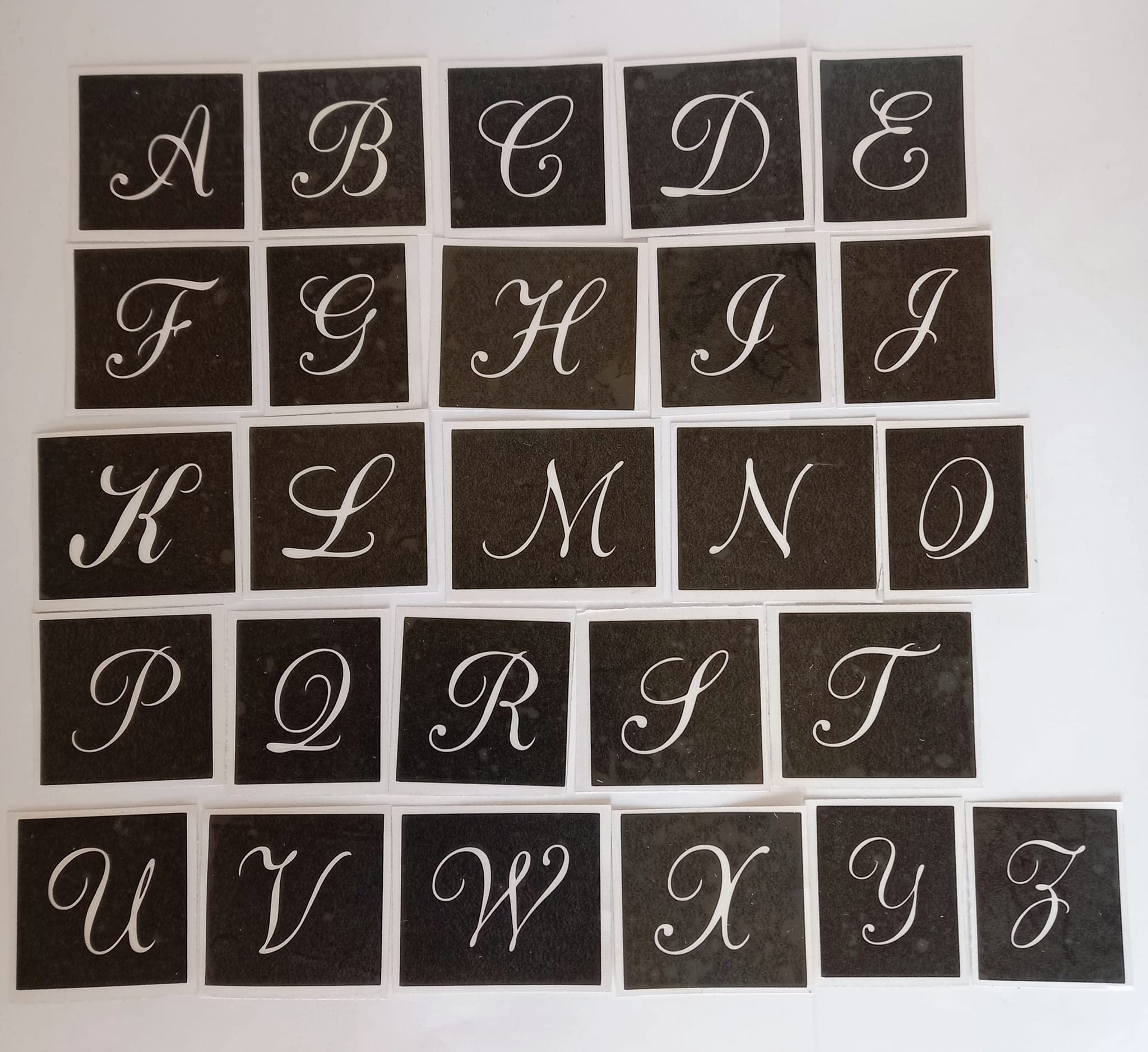 Dazzle Glitter Tattoos Large Alphabet Letter Stencils, 26 Pieces - 5 cm x 12 cm - for Glass Etching, Craft, Present, Gift