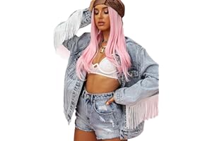 Justalwart Women's Oversized Vintage Denim Jacket Long Sleeve Boyfriend Coat